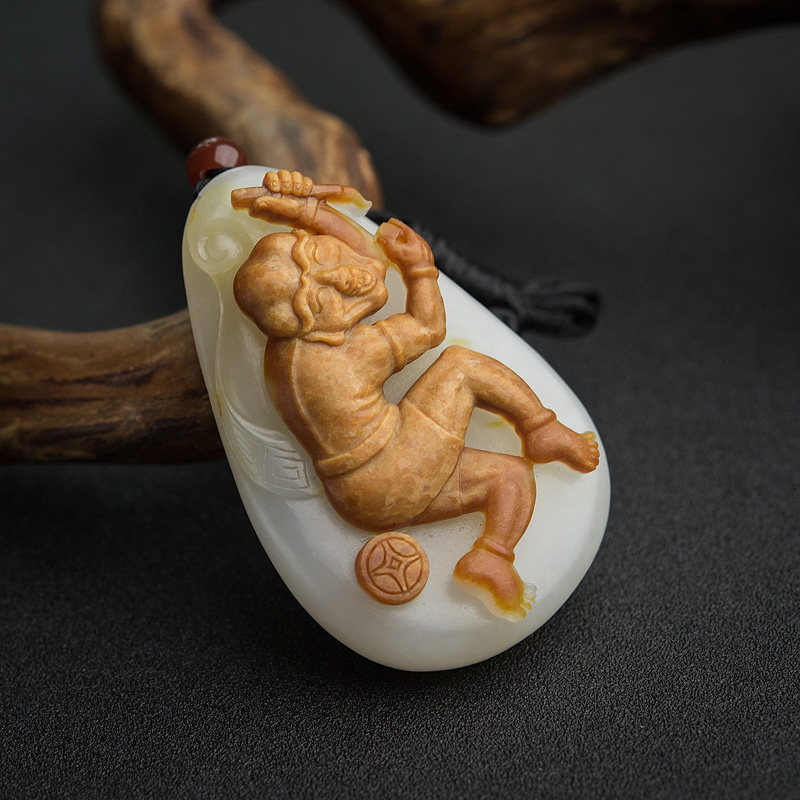 俄罗斯和田玉金榜题名吊坠-红掌柜