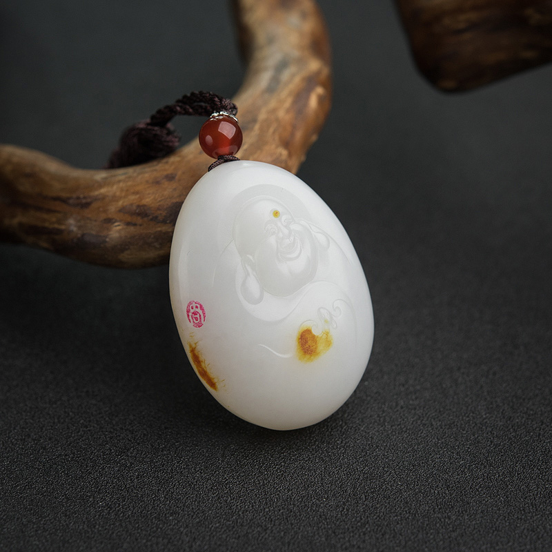 天然和田玉弥勒佛吊坠