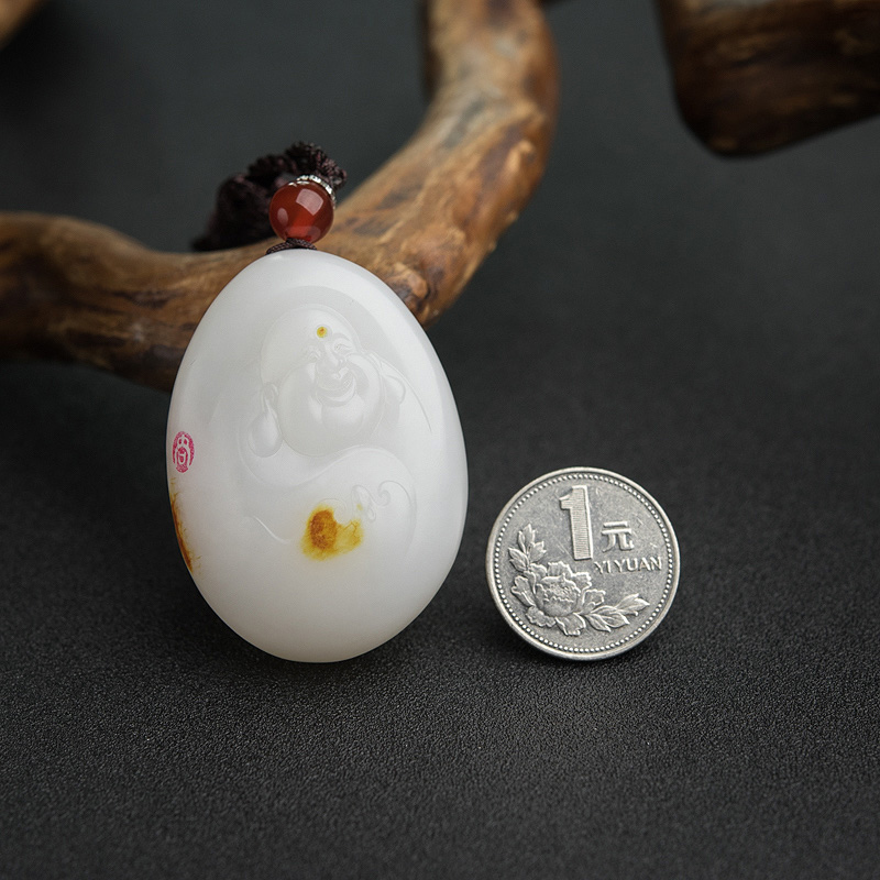 天然和田玉弥勒佛吊坠