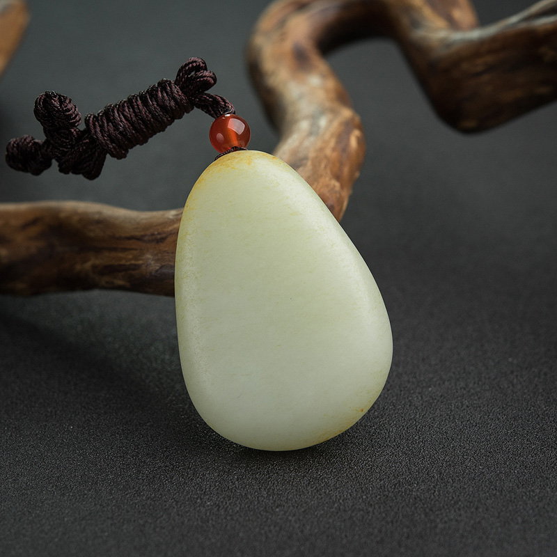 俄罗斯和田青白玉观音吊坠-红掌柜