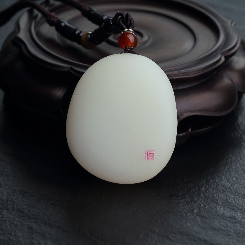 山料天然和田白玉观音吊坠-红掌柜