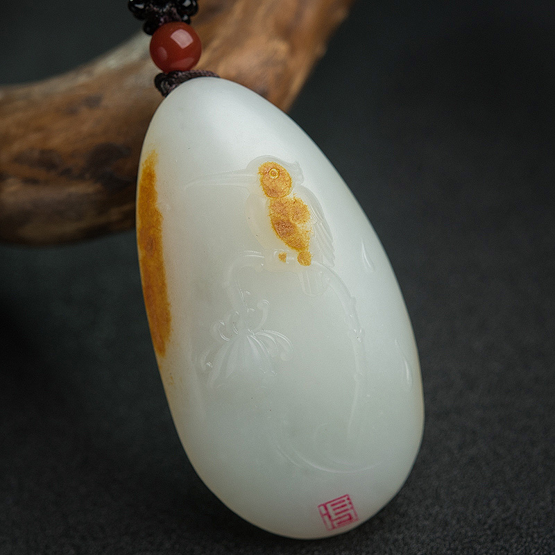 山料俏色和田玉喜事连连-红掌柜