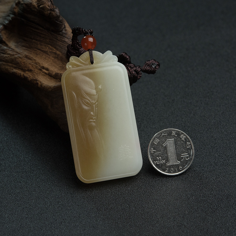 新疆天然和田玉关公吊坠-红掌柜