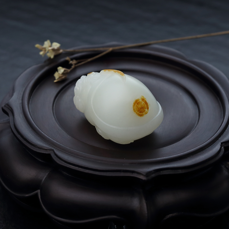 新疆天然山料和田白玉龙龟吊坠-红掌柜