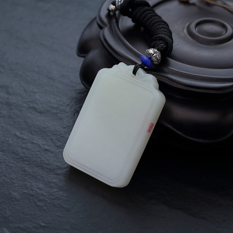 天然山料和田白玉无事牌吊坠-红掌柜