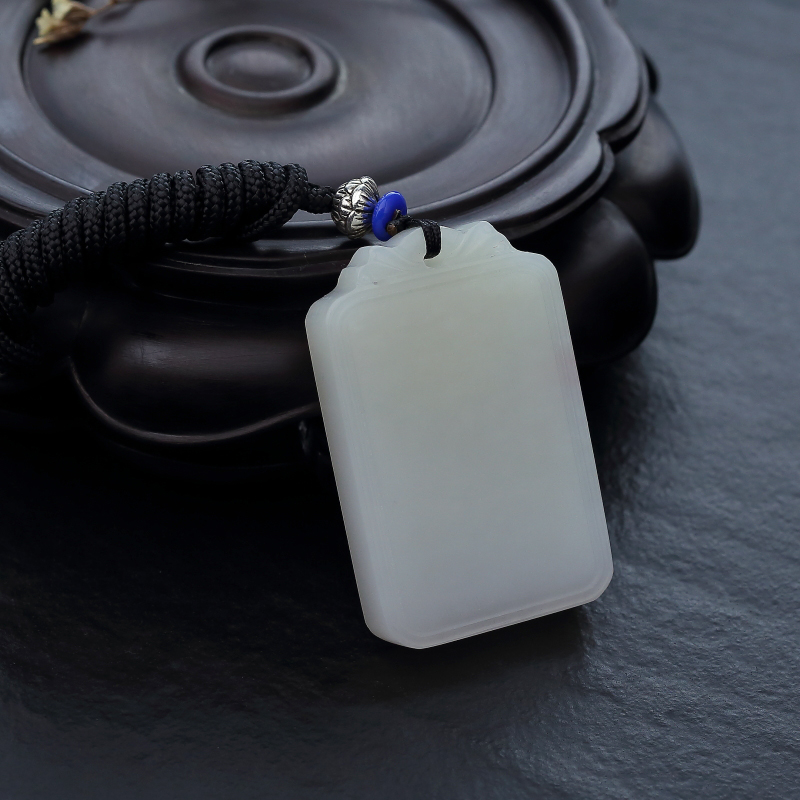 新疆山料和田白玉无事牌吊坠-红掌柜