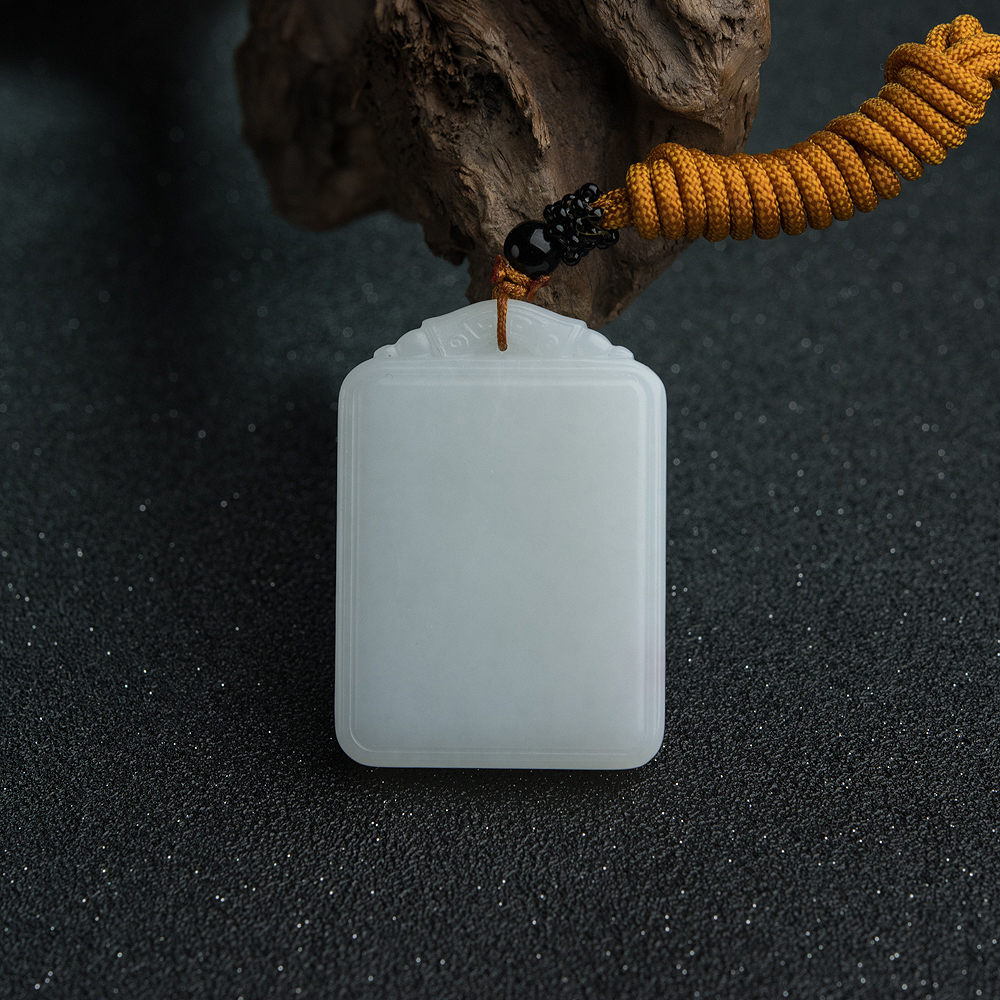 天然山料和田白玉竹报平安吊坠-红掌柜