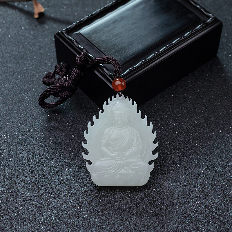 山料和田白玉大日如来吊坠-红掌柜