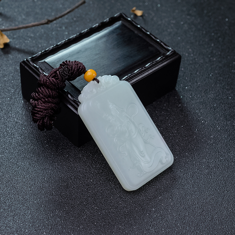 山料和田玉关公吊坠-红掌柜