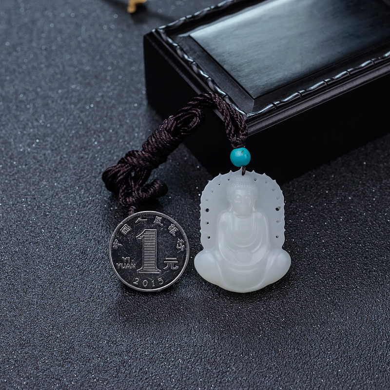 俄罗斯天然和田玉佛吊坠-红掌柜