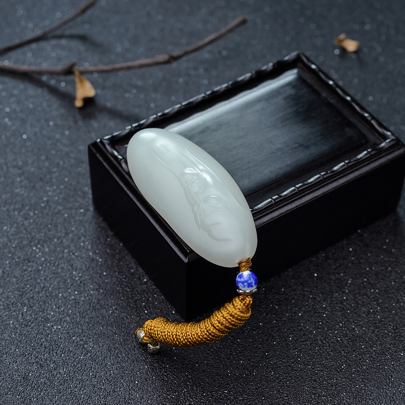 天然和田白玉关公吊坠-红掌柜