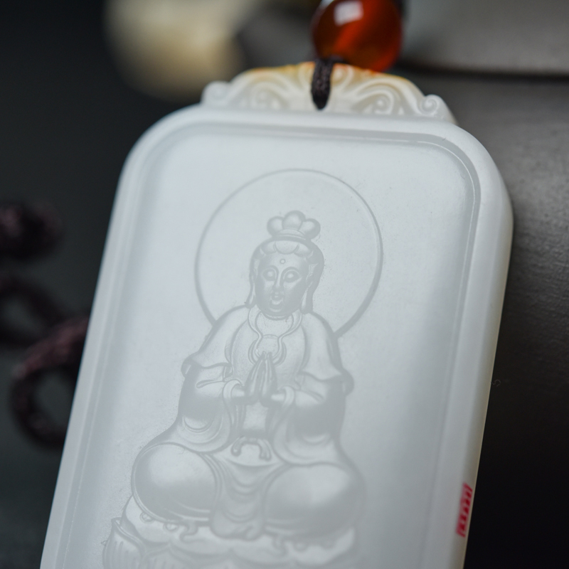 俄罗斯和田玉观音吊坠-红掌柜
