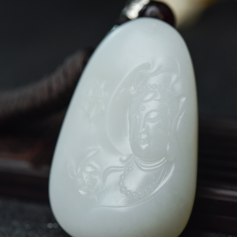 天然和田玉观音吊坠-红掌柜