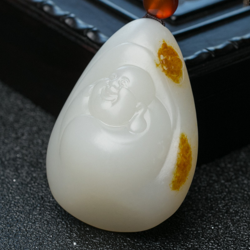 天然和田玉福在眼前吊坠-红掌柜