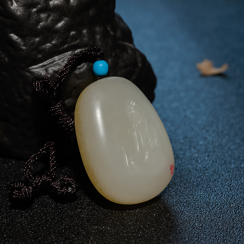 山料和田玉观音吊坠-红掌柜