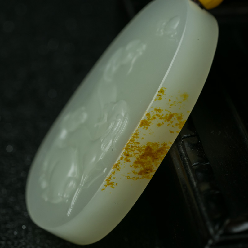 和田青白玉三羊开泰吊坠-红掌柜