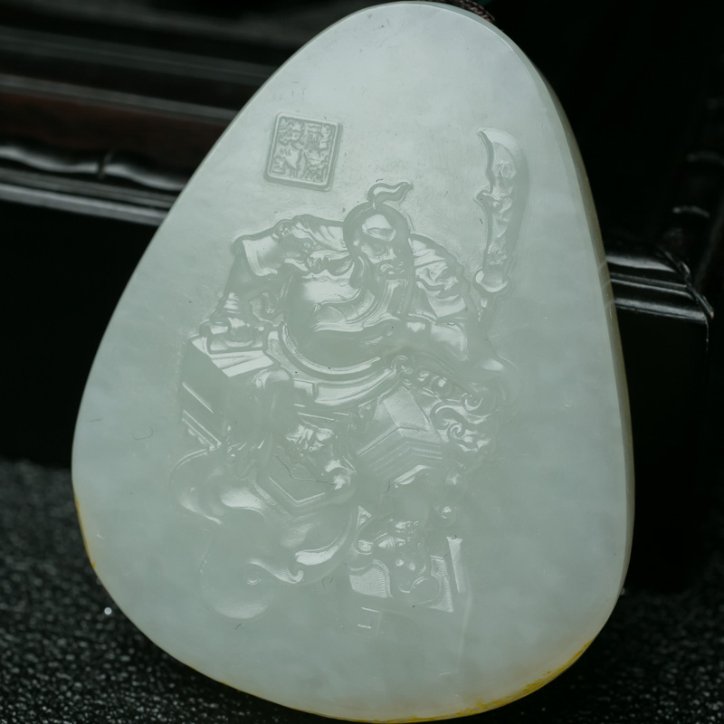 新疆天然山料和田青白玉吊坠-红掌柜