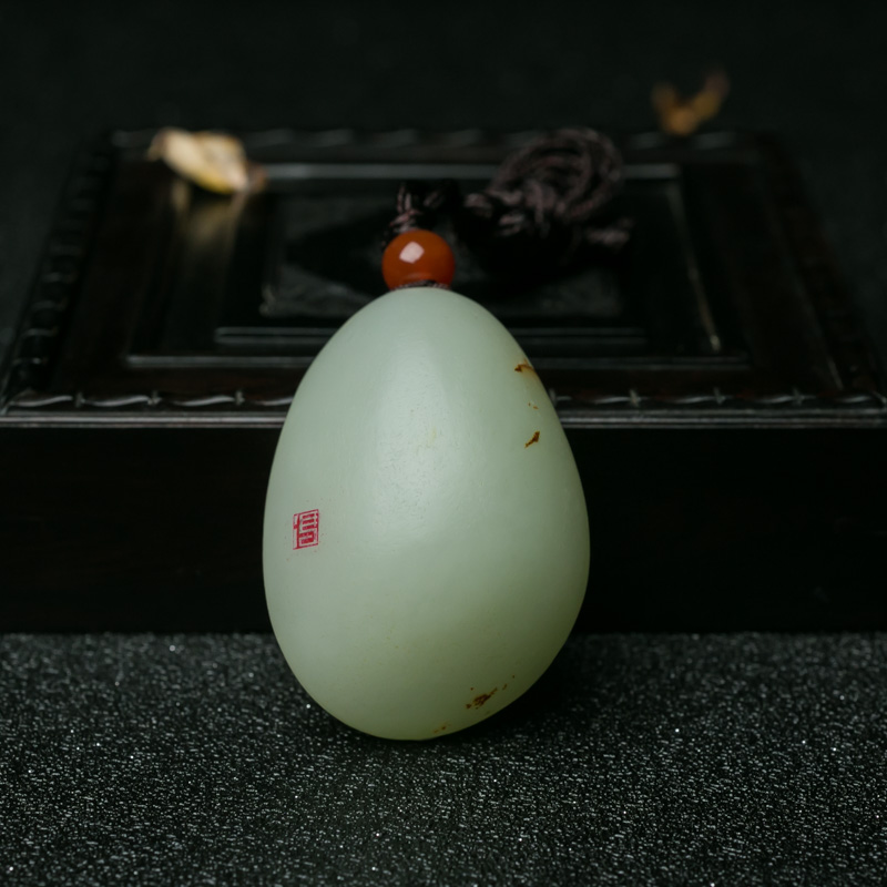 新疆天然和田青白玉天鹅吊坠-红掌柜