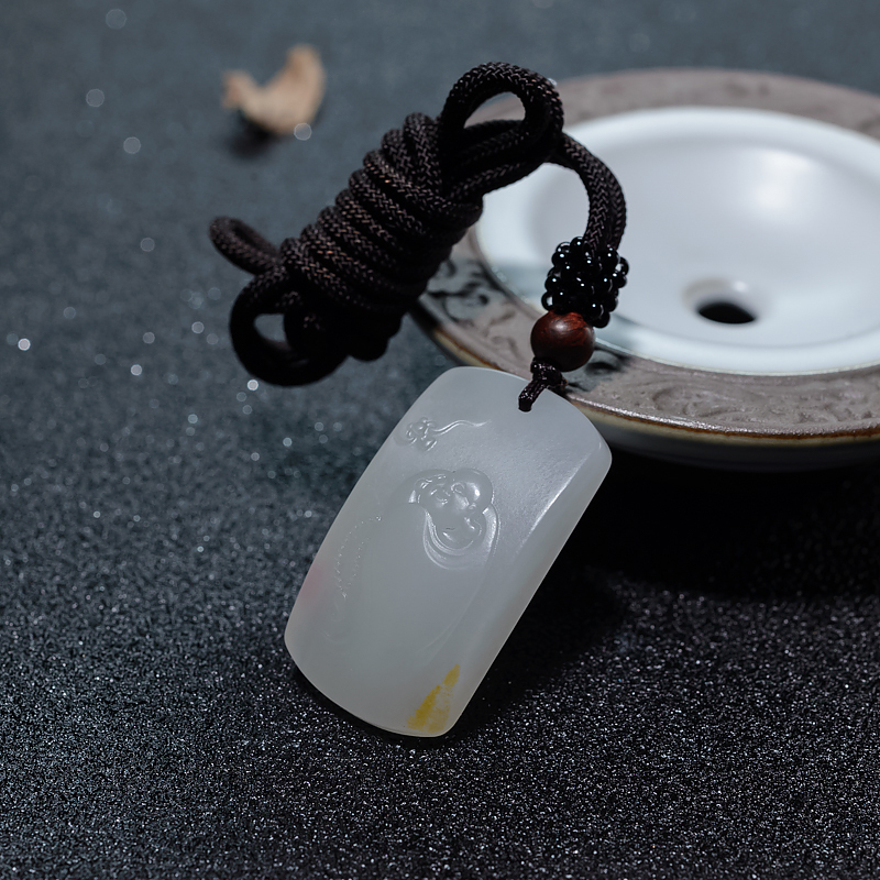 天然新疆山料和田白玉吊坠-红掌柜