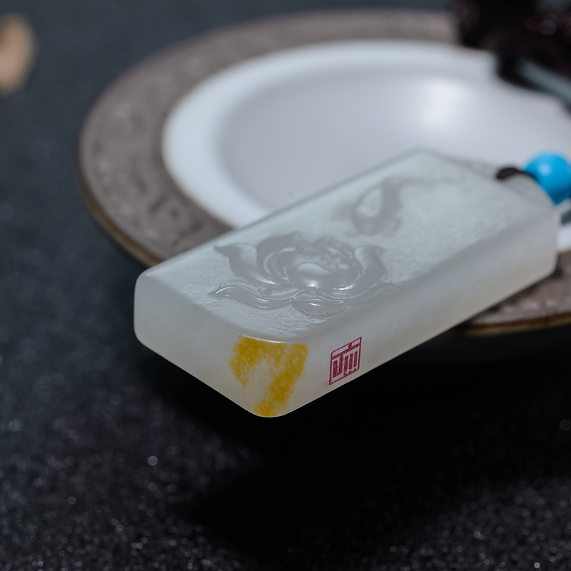 天然山料和田白玉连年有余吊坠-红掌柜