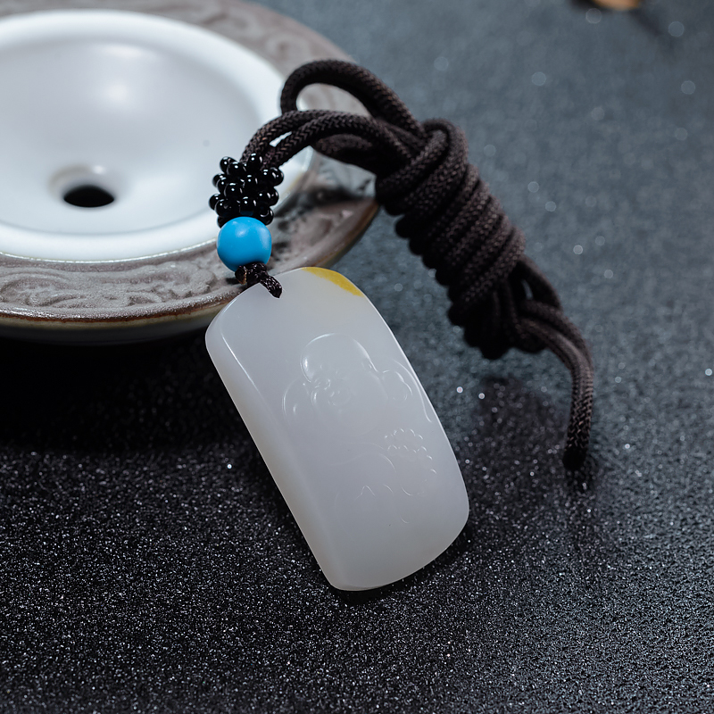 天然和田白玉弥勒佛吊坠-红掌柜