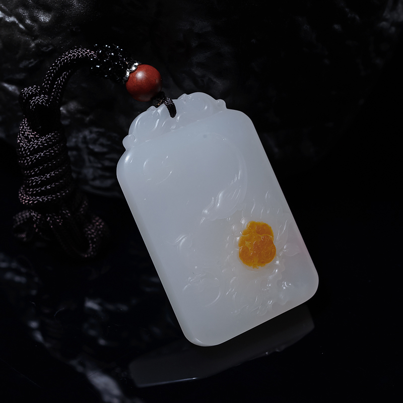 山料和田羊脂白玉吊坠-红掌柜