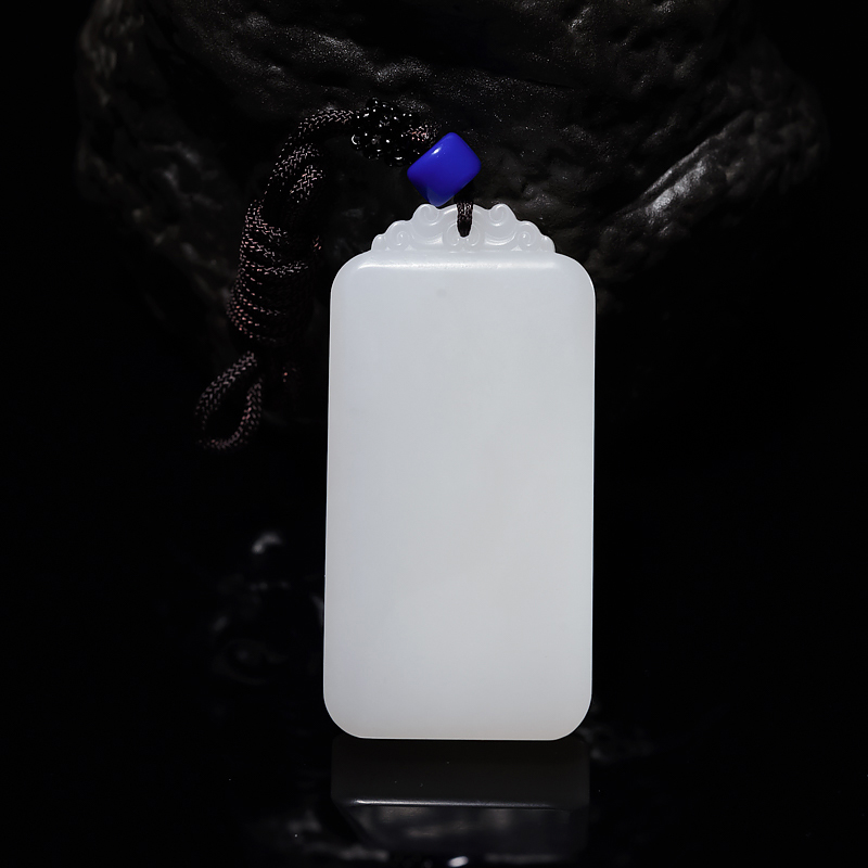 青海天然和田羊脂白玉关公吊坠-红掌柜