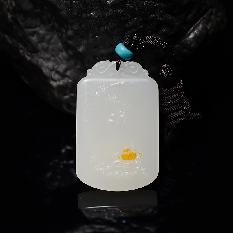 青海天然山料和田白玉葫芦吊坠-红掌柜