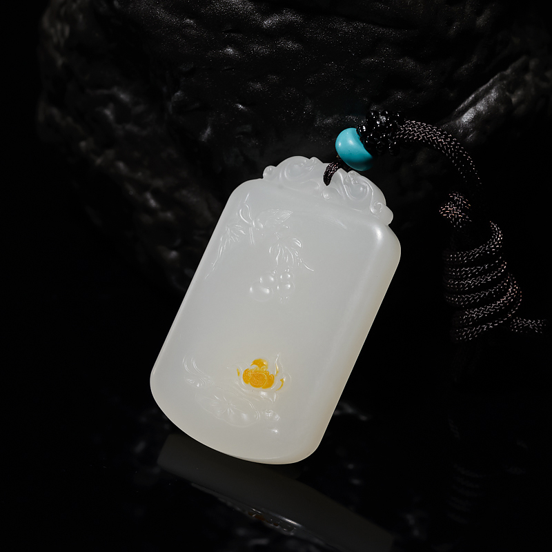 天然山料和田白玉葫芦吊坠-红掌柜