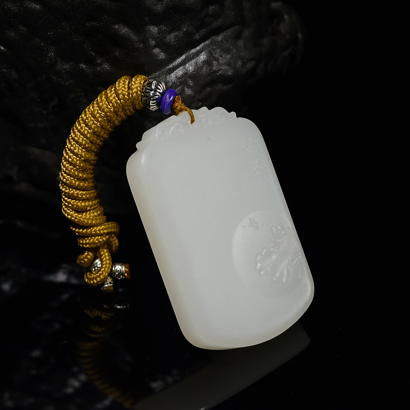 新疆山料和田白玉蝶恋花吊坠-红掌柜