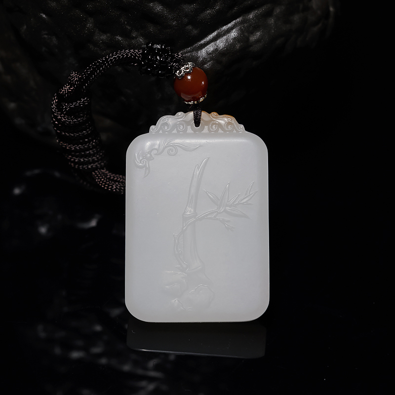 新疆天然山料和田羊脂白玉富足吊坠-红掌柜