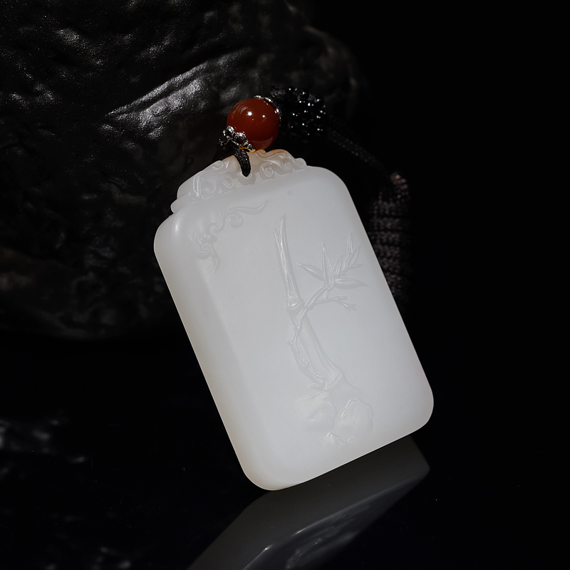 新疆山料和田羊脂白玉富足吊坠-红掌柜