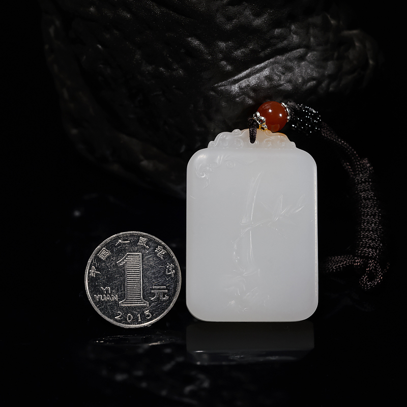 和田羊脂白玉富足吊坠-红掌柜