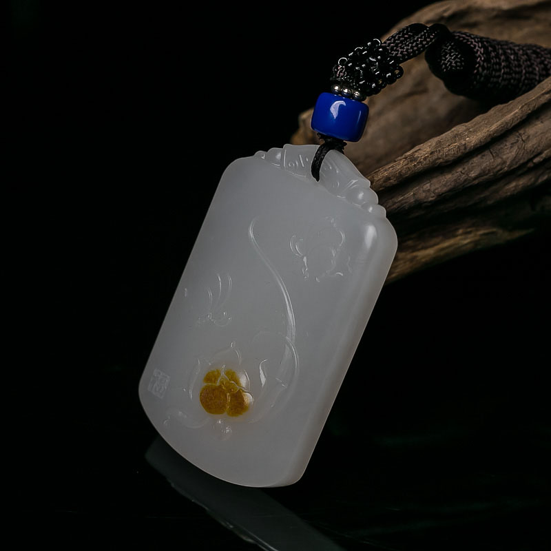 羊脂白玉蝶恋花吊坠-红掌柜