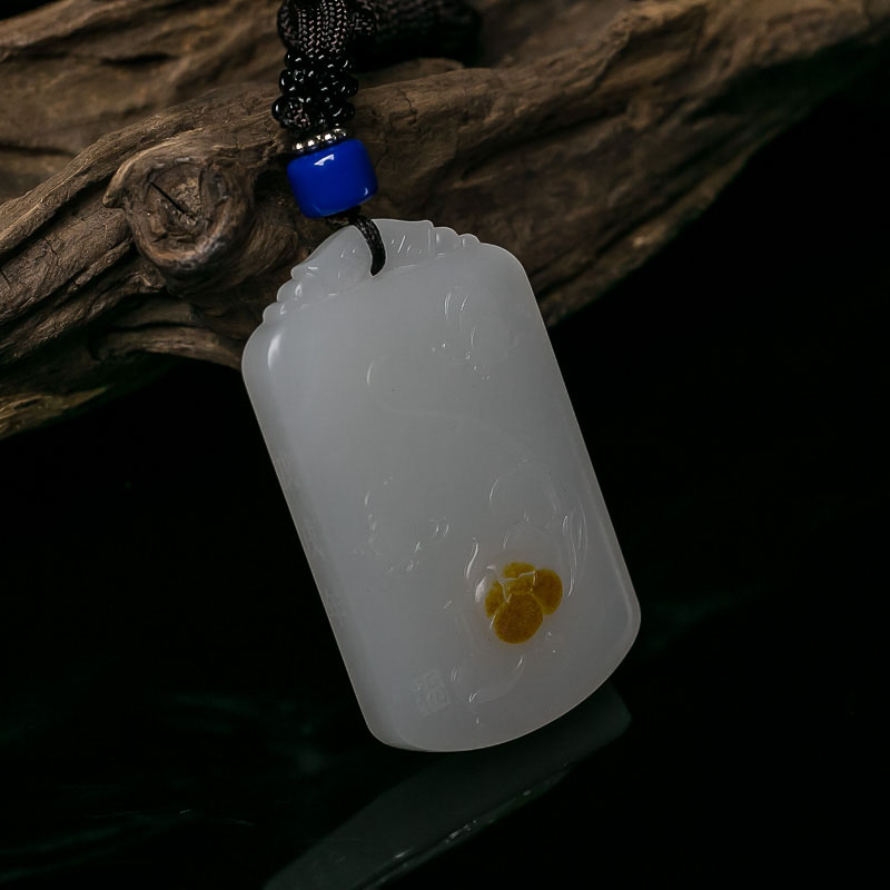 天然羊脂白玉蝶恋花吊坠-红掌柜