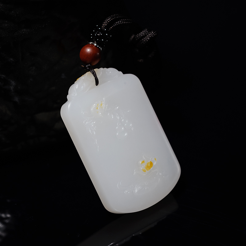山料和田羊脂白玉吊坠-红掌柜
