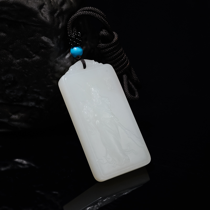 山料和田羊脂白玉吊坠-红掌柜