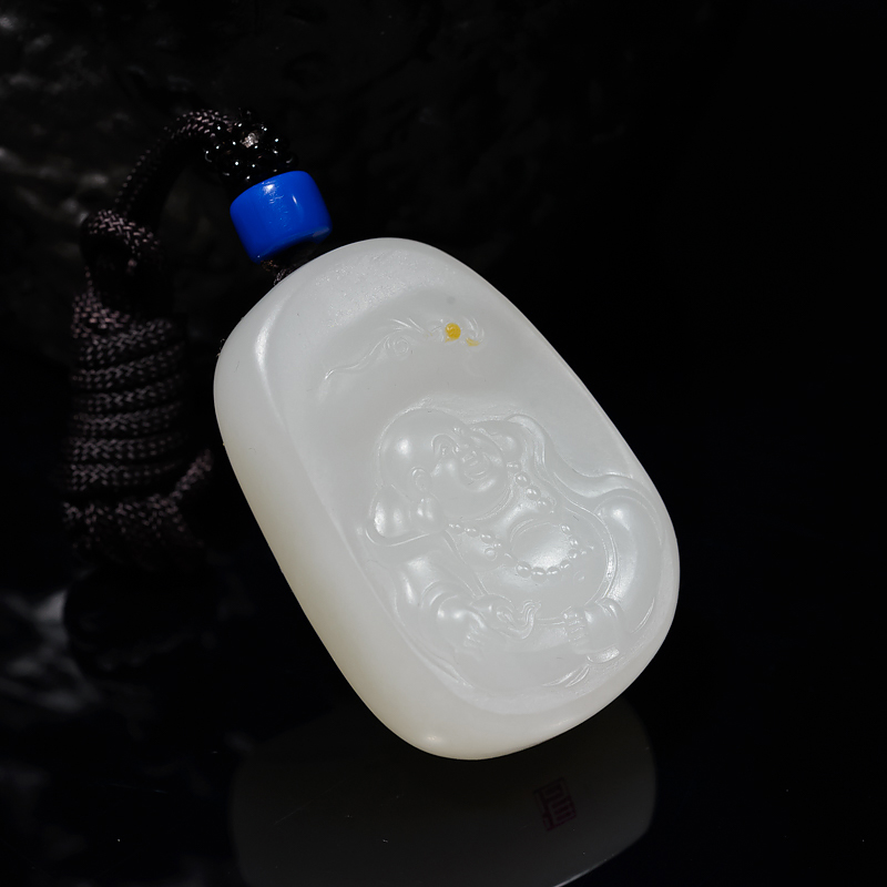 山料和田羊脂白玉吊坠-红掌柜