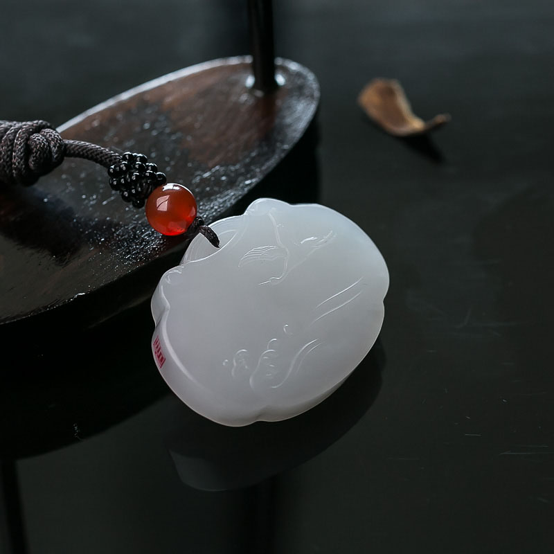 山料和田玉如意锁吊坠-红掌柜