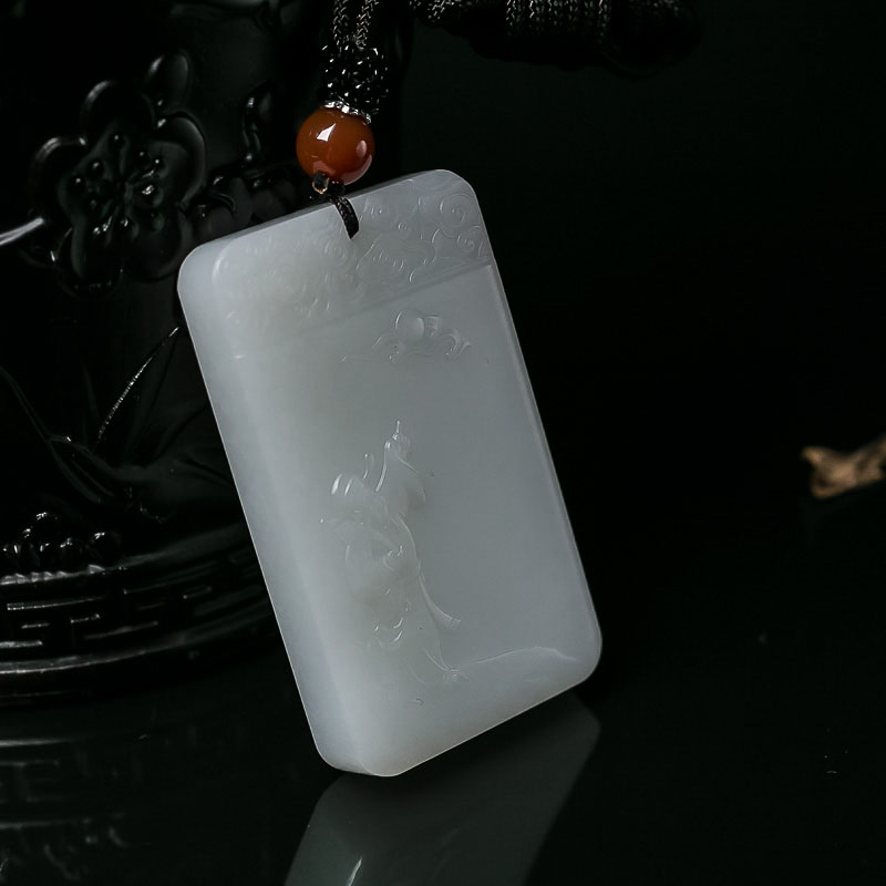 山料和田玉指日高升吊坠-红掌柜