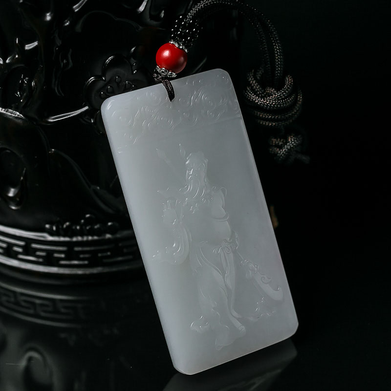 和田玉关公吊坠-红掌柜