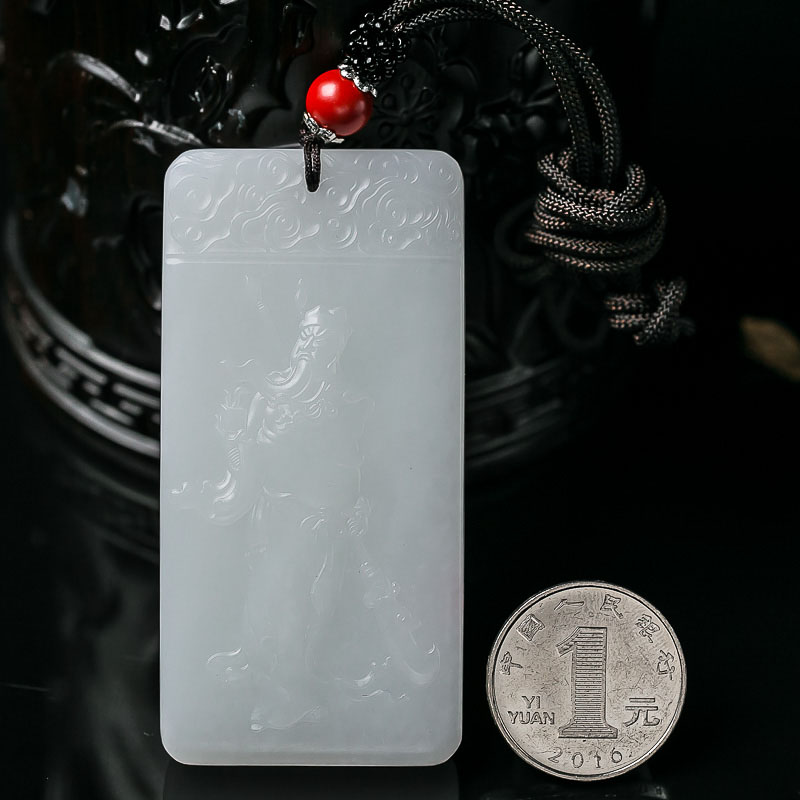 新疆和田玉关公吊坠-红掌柜