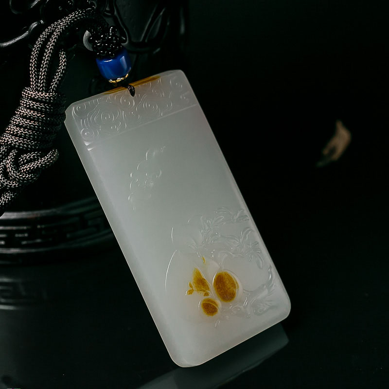 和田玉寿桃吊坠-红掌柜