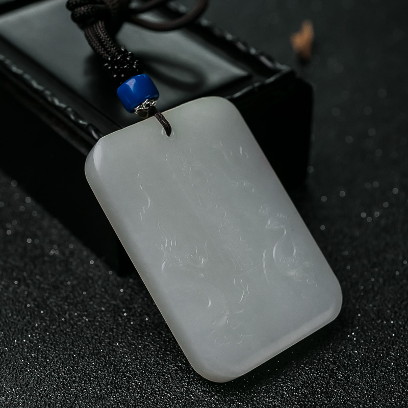 山料和田玉龙凤呈祥吊坠-红掌柜