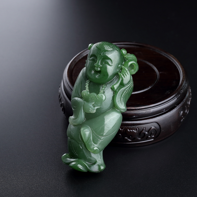 和田碧玉手把件 - 红掌柜