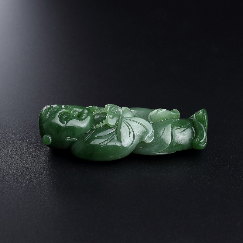 俄料和田碧玉手把件 - 红掌柜