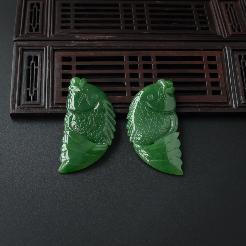 和田碧玉双鱼吊坠-红掌柜