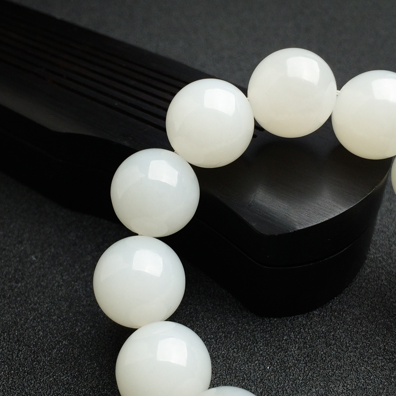 天然山料和田白玉手串 - 红掌柜