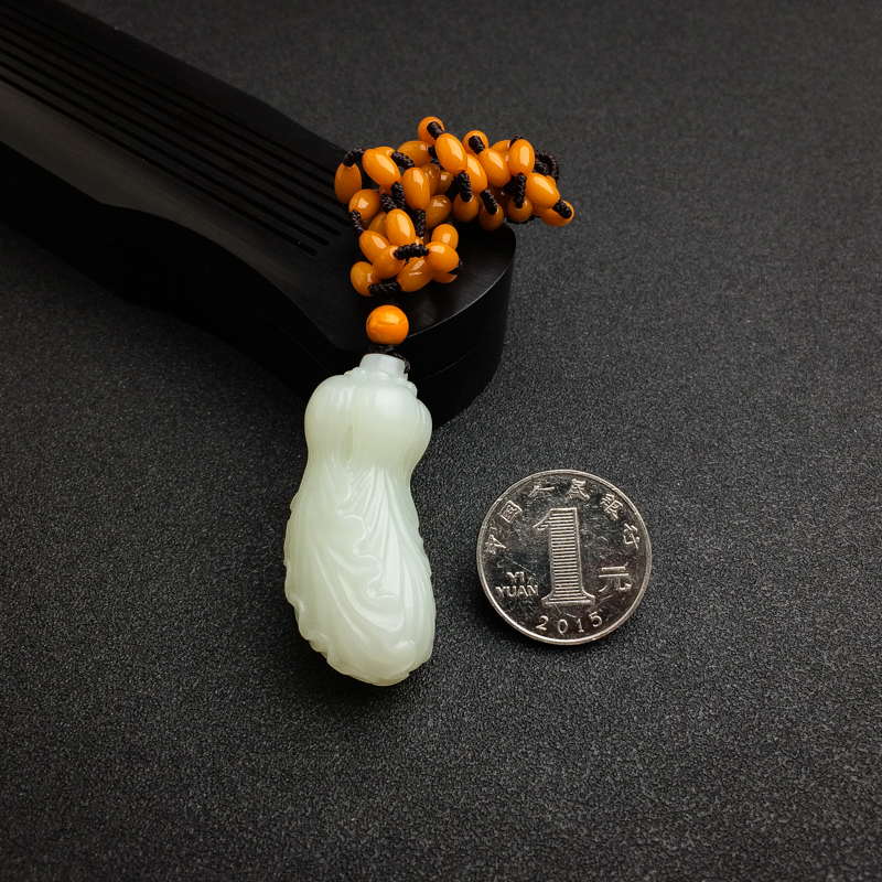 天然青白玉大白菜吊坠 - 红掌柜