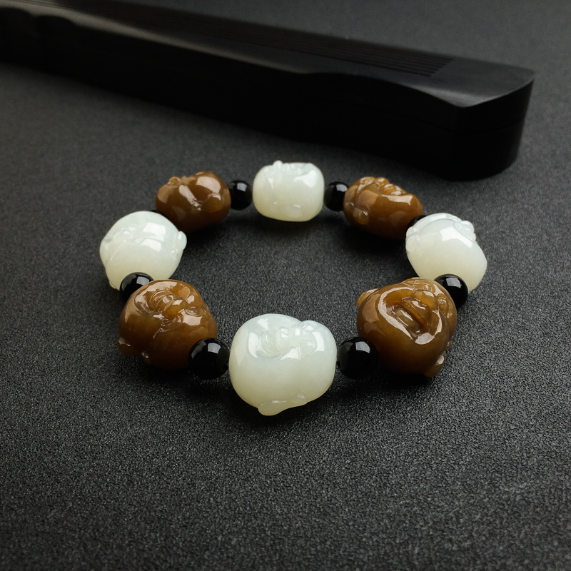 俄罗斯和田玉罗汉头手串 - 红掌柜
